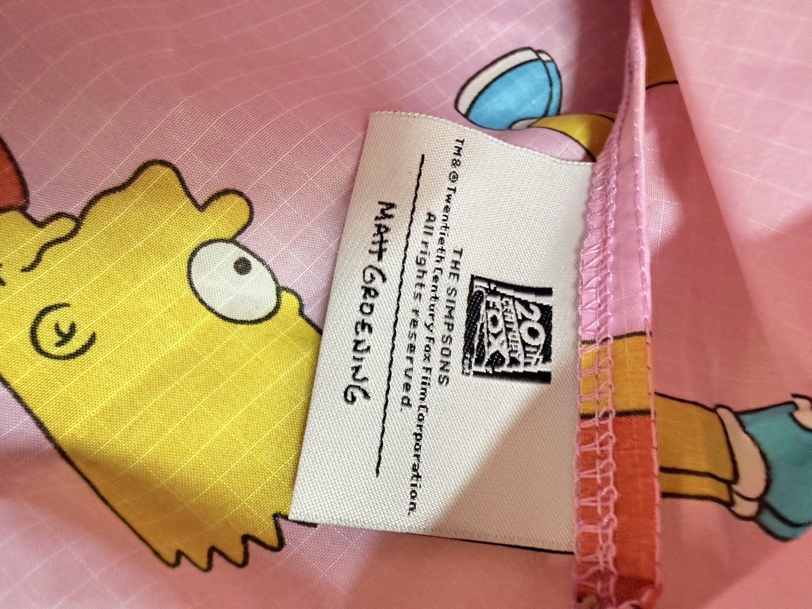 BAGGU The Simpsons Bart Simpson Nylon Pink Reuseable Grocery Tote Large Bag