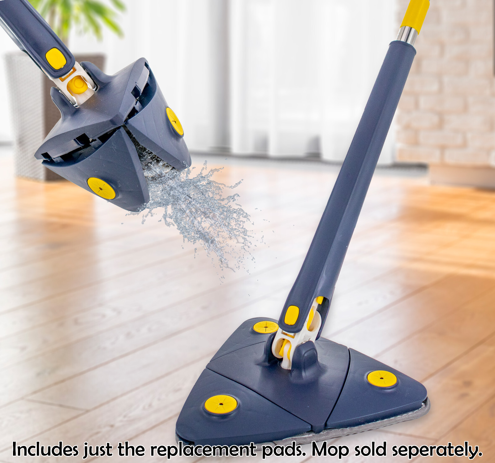 4 Mop Pads For 360 Adjustable Cleaning Mop Triangle Wet Dry Self Wringing Mop