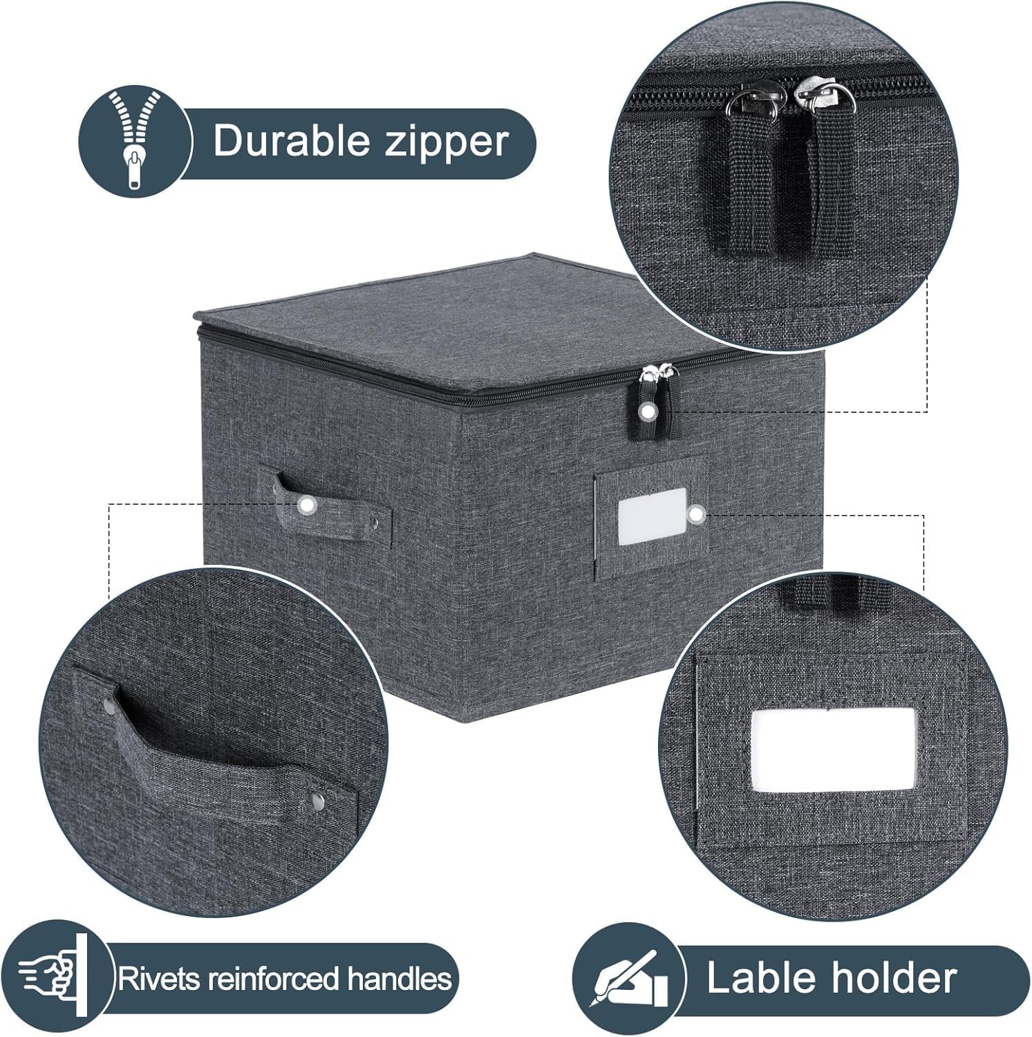 Grey 13×8 Inch Hard Shell China Dish Plate Storage Containers Dividers 2 PCS