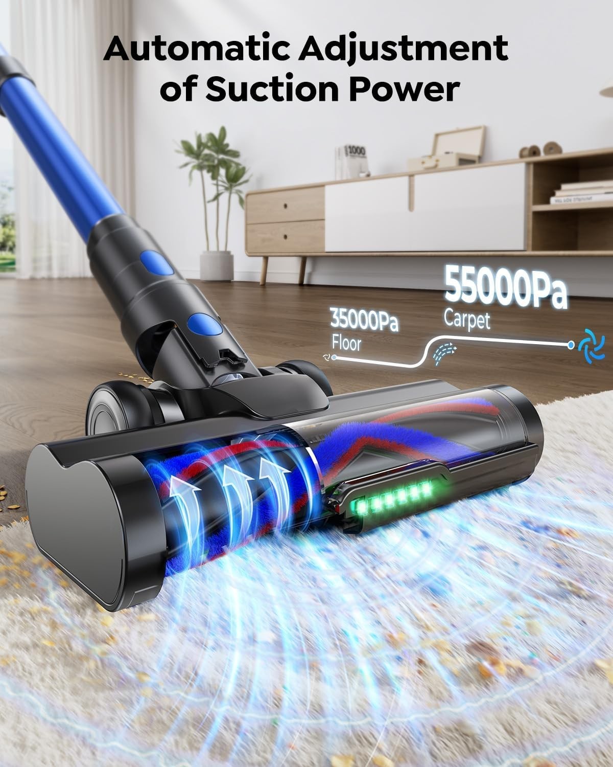 Cordless Vacuum Cleaner Stick Vacuum Pet Carpet Hard Floor Auto Mode Aromathe…
