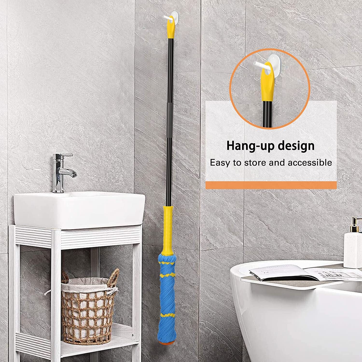 Self-Wringing Microfiber Twist Mop 57in Handle for Hardwood Household Cleaning