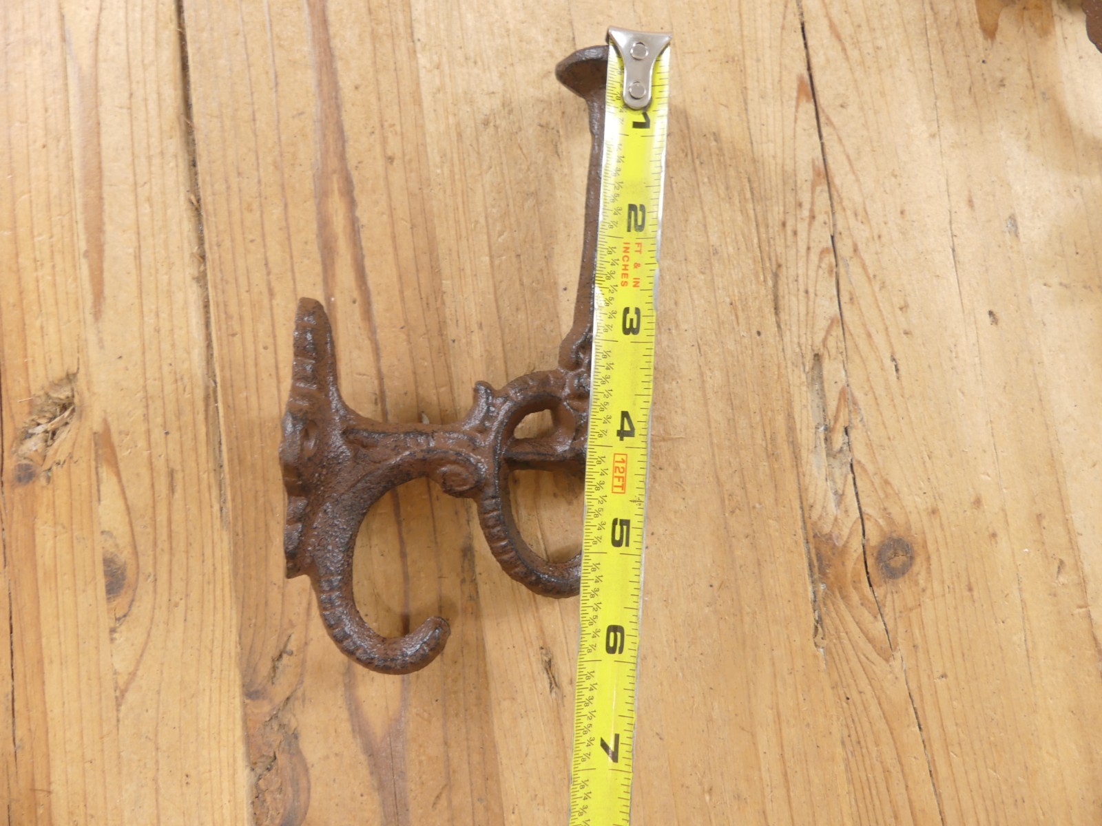 5 Rustic Cast Iron Coat Bath Hooks Ornate Victorian Large Hall Tree Wall Towel