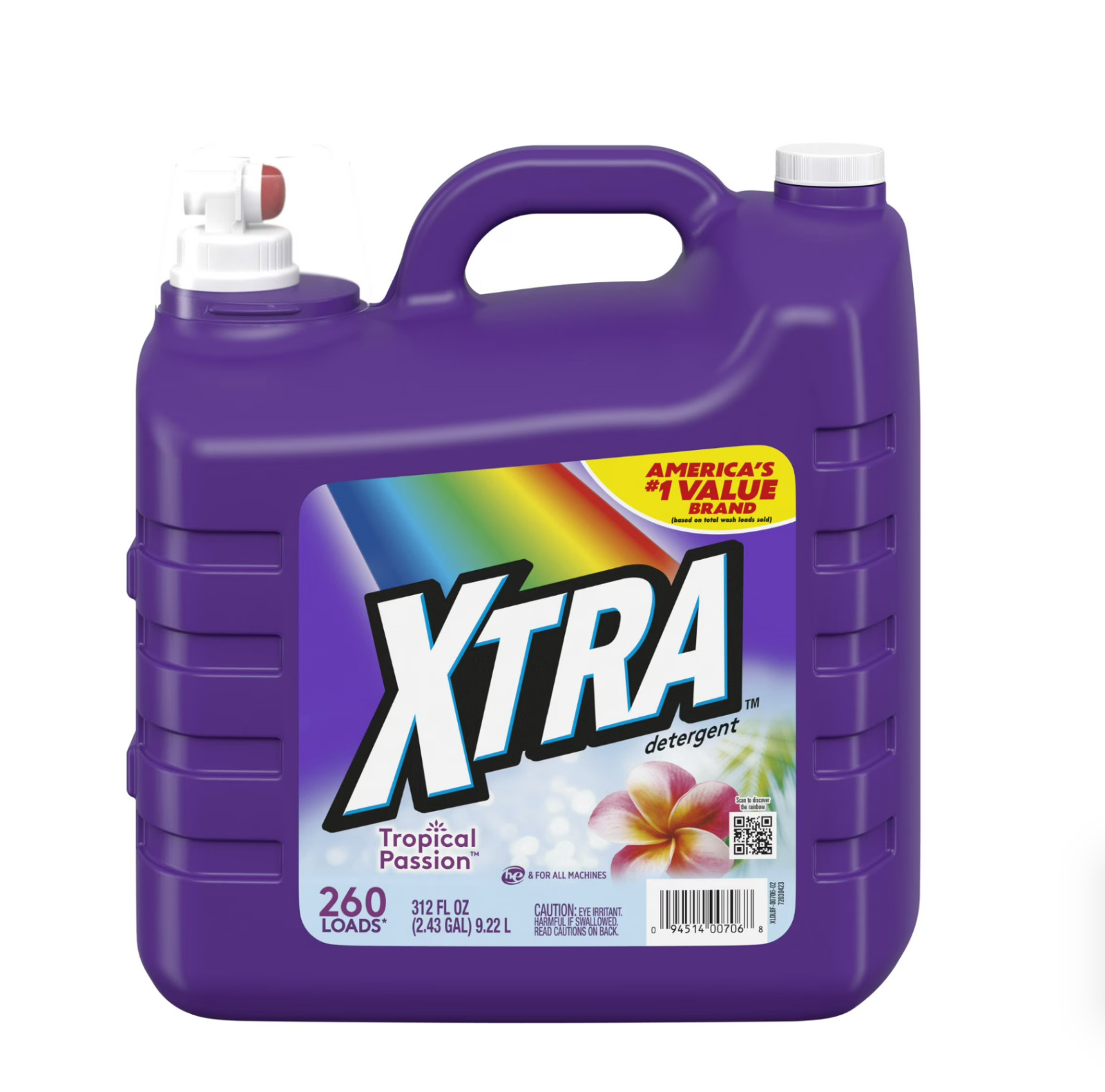 Xtra Tropical Passion, 260 Loads Liquid Laundry Detergent, 312 fl oz
