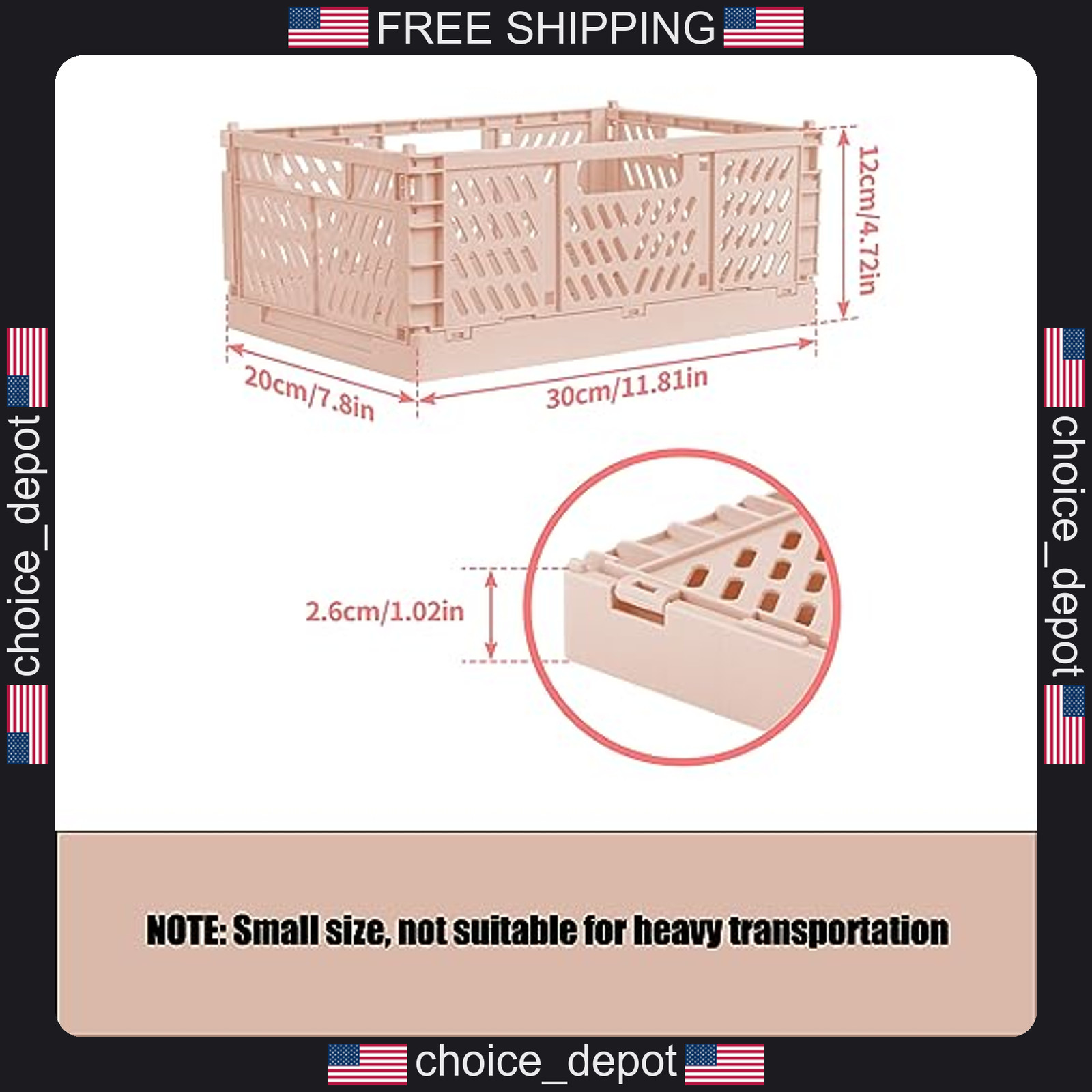 1 Plastic Foldable Storage Basket for Home Office Organization