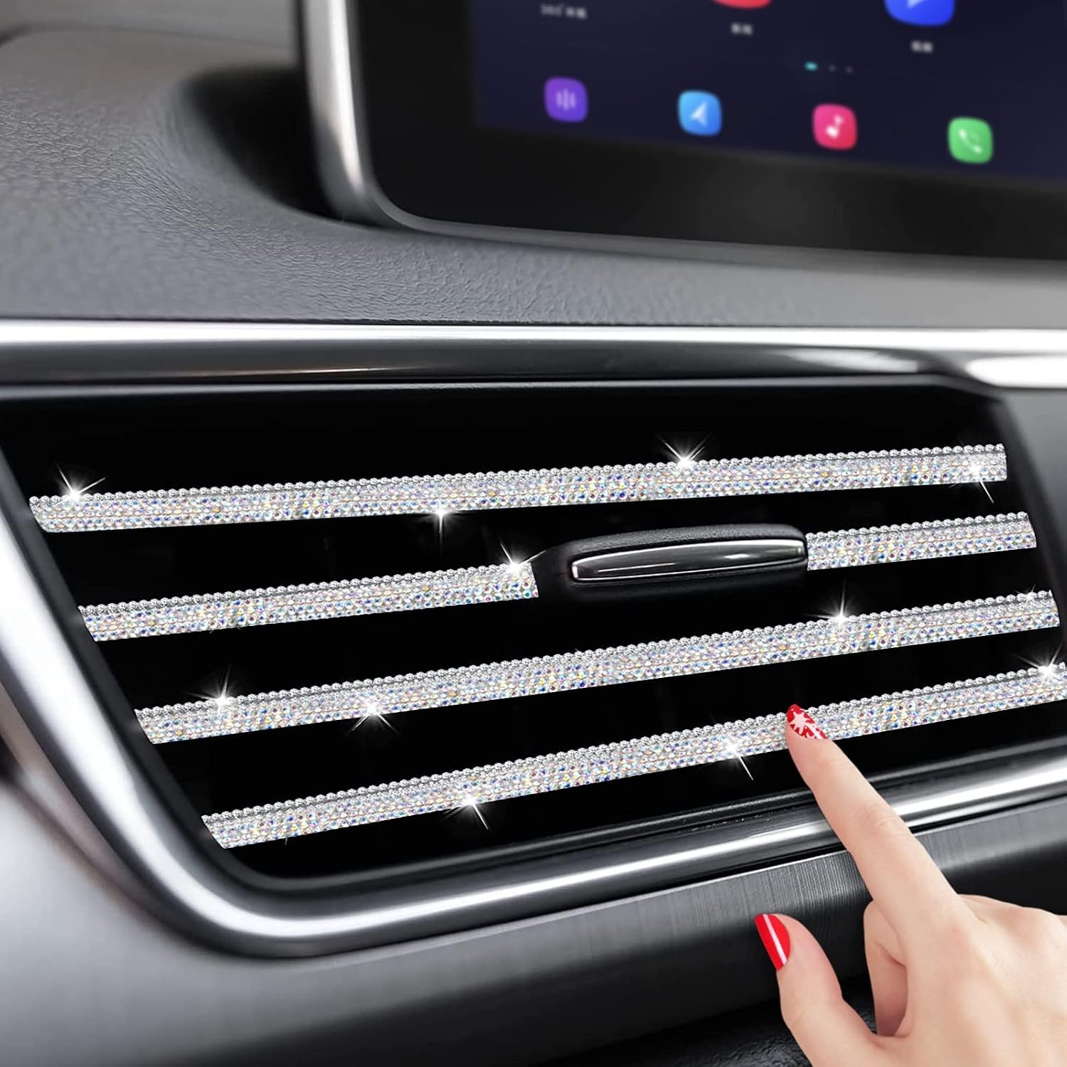 10pcs Bling Car Accessories for Women, Auto Vent Outlet Trim