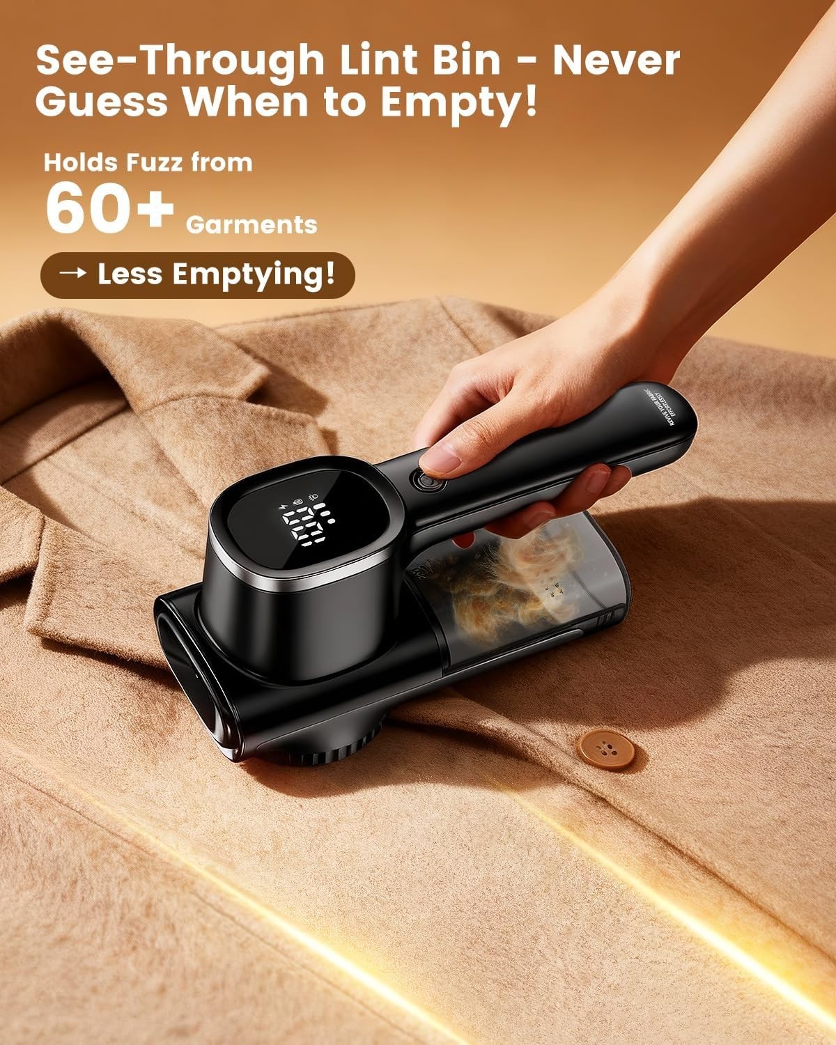 3D 6-Blade Rechargeable Lint Remover with LED Display & 180 Min Runtime