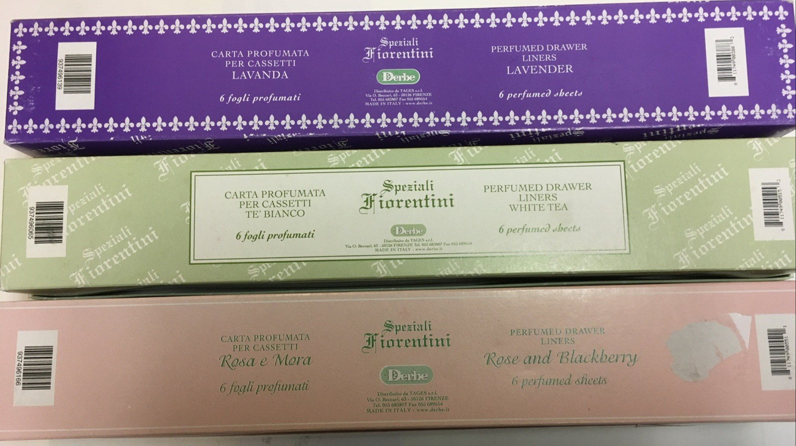 PERFUMED DRAWER LINERS, 6 SHEETS ASSORTED FRAGRANCE SOLD SEPARATE MADE IN ITALY