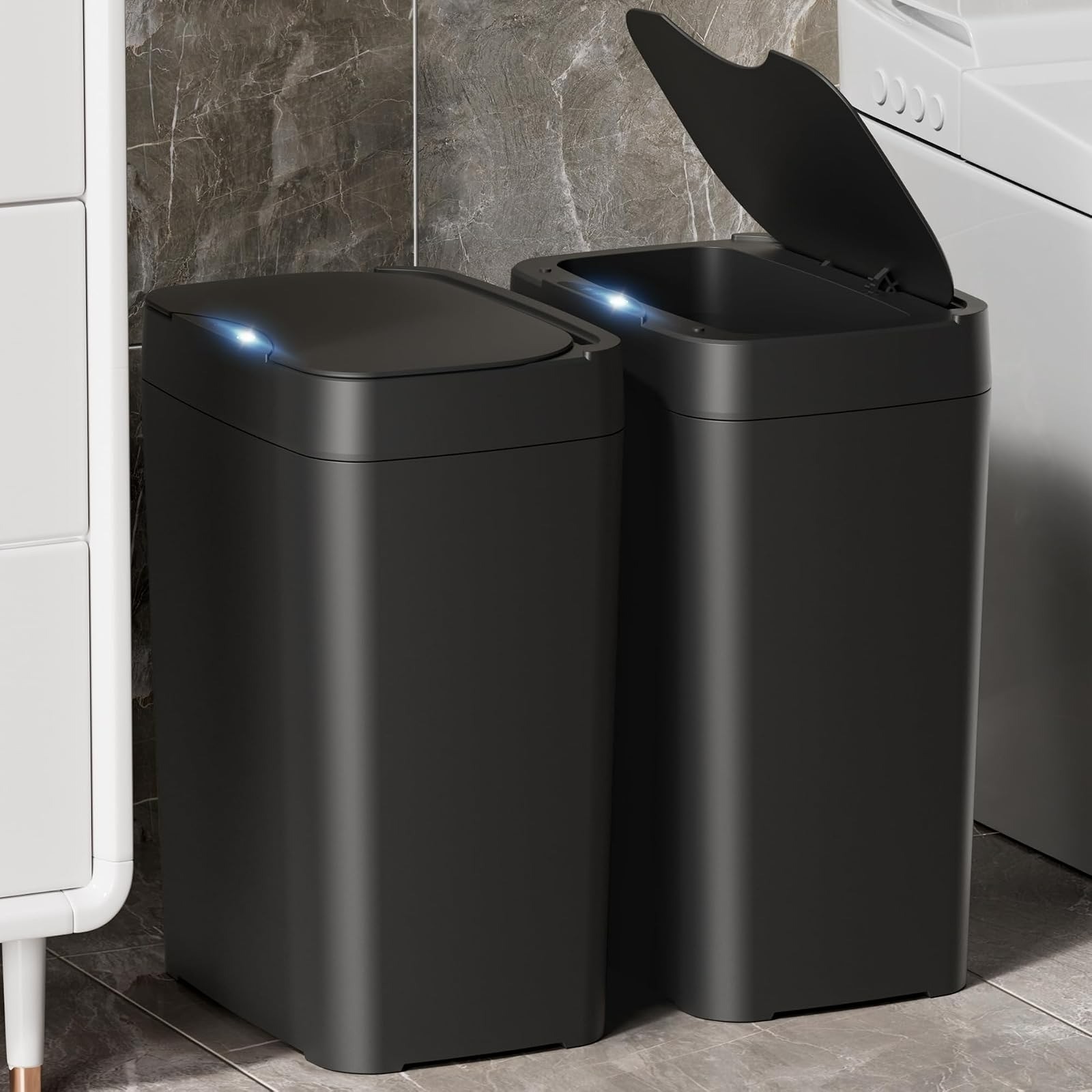 Vanpopubs 2 Pack 2.7 Gal Automatic Trash Can with Lid – Touchless Motion Sensor