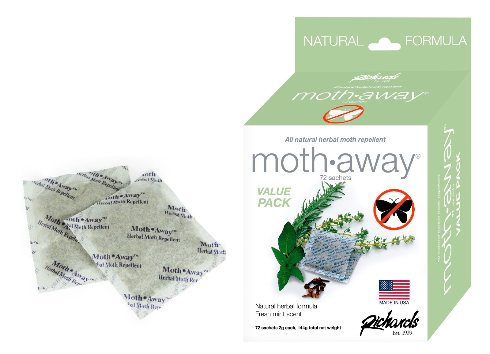 Richards Homewares Moth Away Herbal Non Toxic Natural Repellent