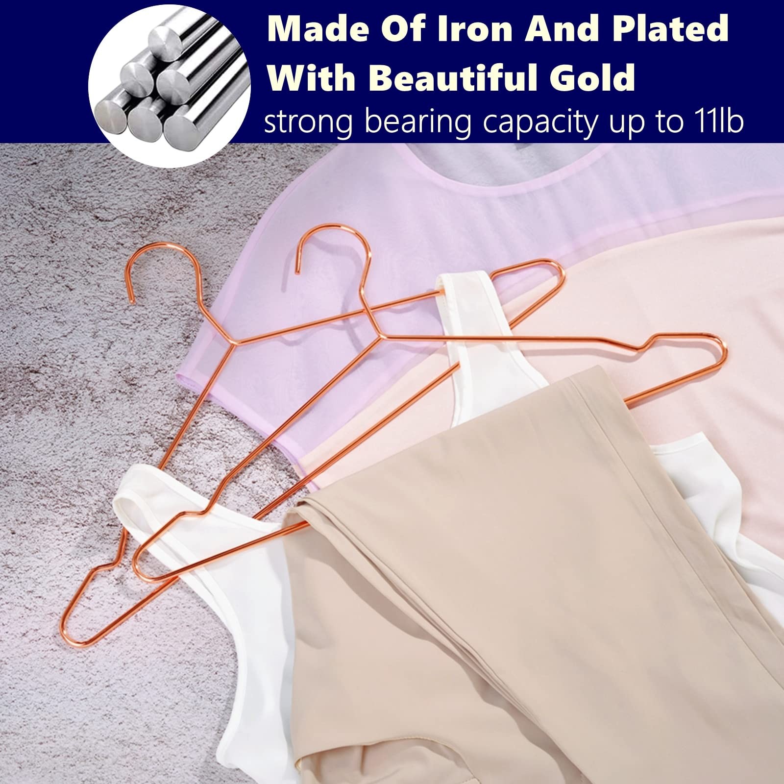 17 Rose Gold Strong Metal Hanger 20 Pack Copper Clothes Hangers Heavy Duty Coat