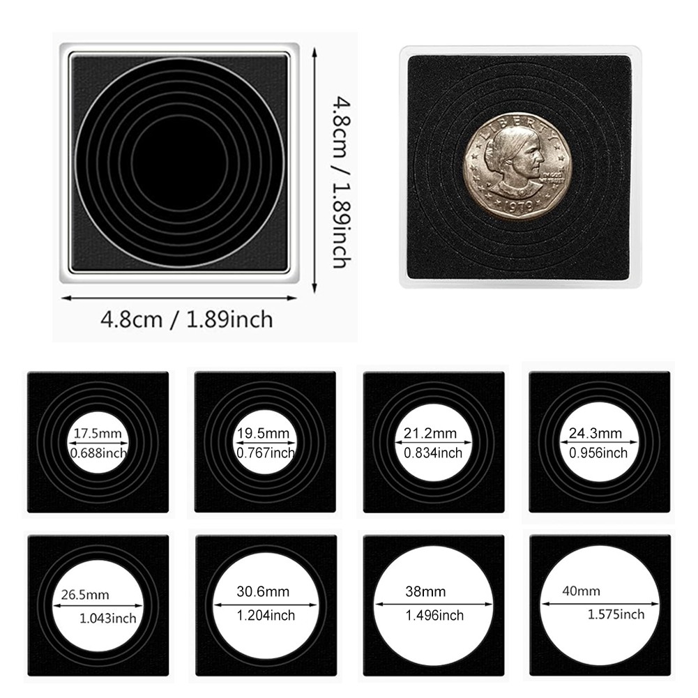 10-100PCS Coin Storage Box Case Capsules Holder Plastic Clear Round 17.5MM-40MM