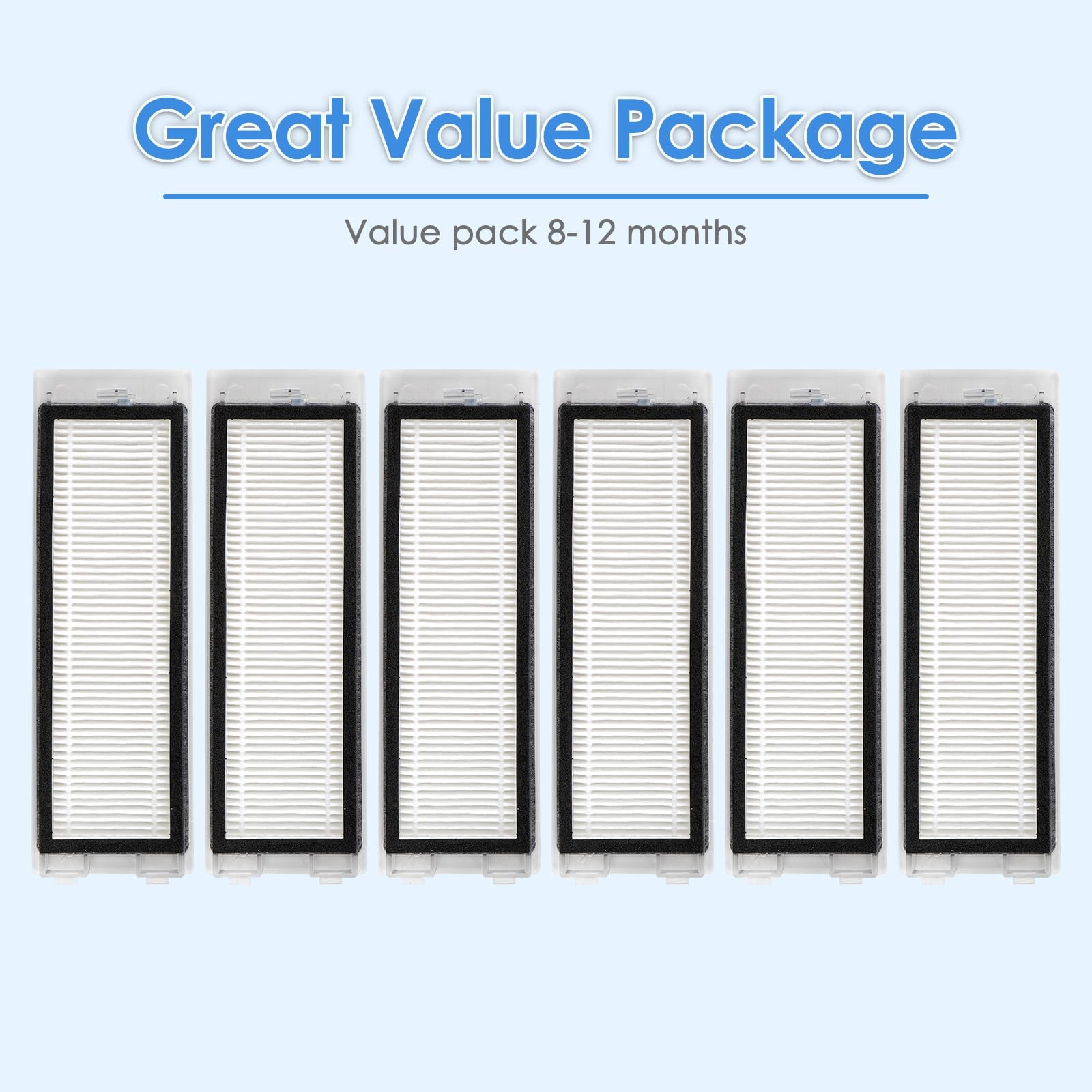 6 Pack Q Revo HEPA Filters Compatible with Roborock Q Revo Robot Vacuum Filte…