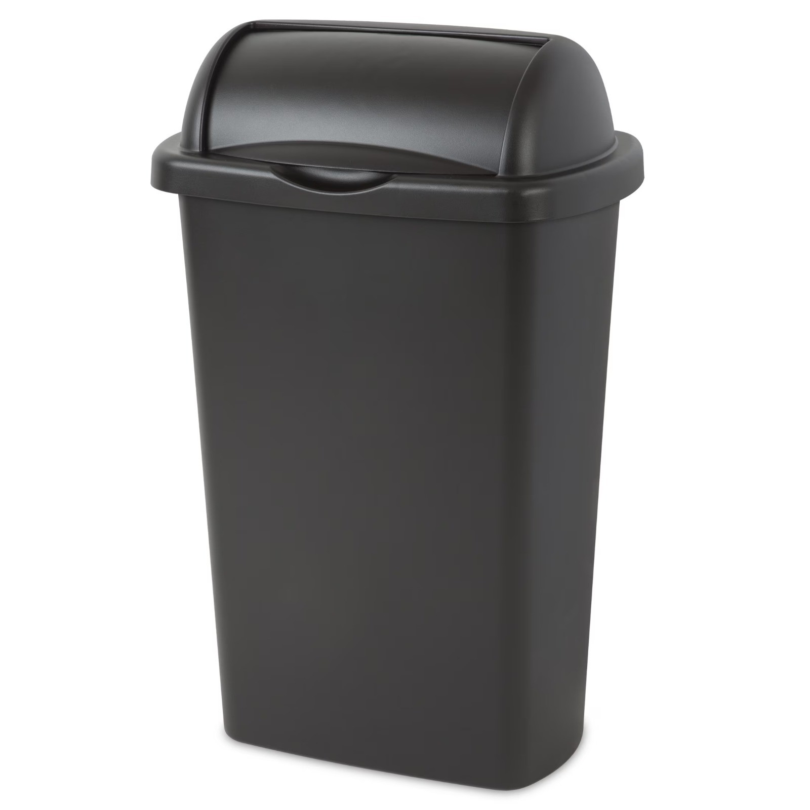 Large Kitchen Trash Can, 13 Gallon Plastic Garbage Bin with Roll Top Lid, Black
