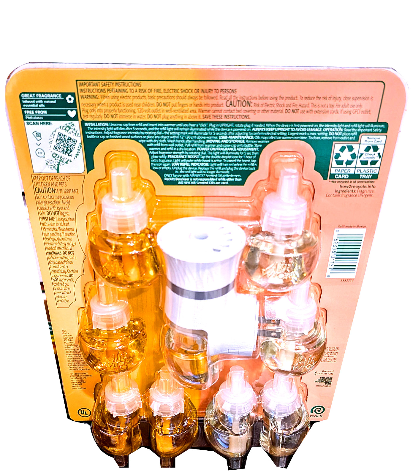 Airwick Scented Oils 1 Plug-in + 9 Refills Variety Pack Apple & Hawaii Scents