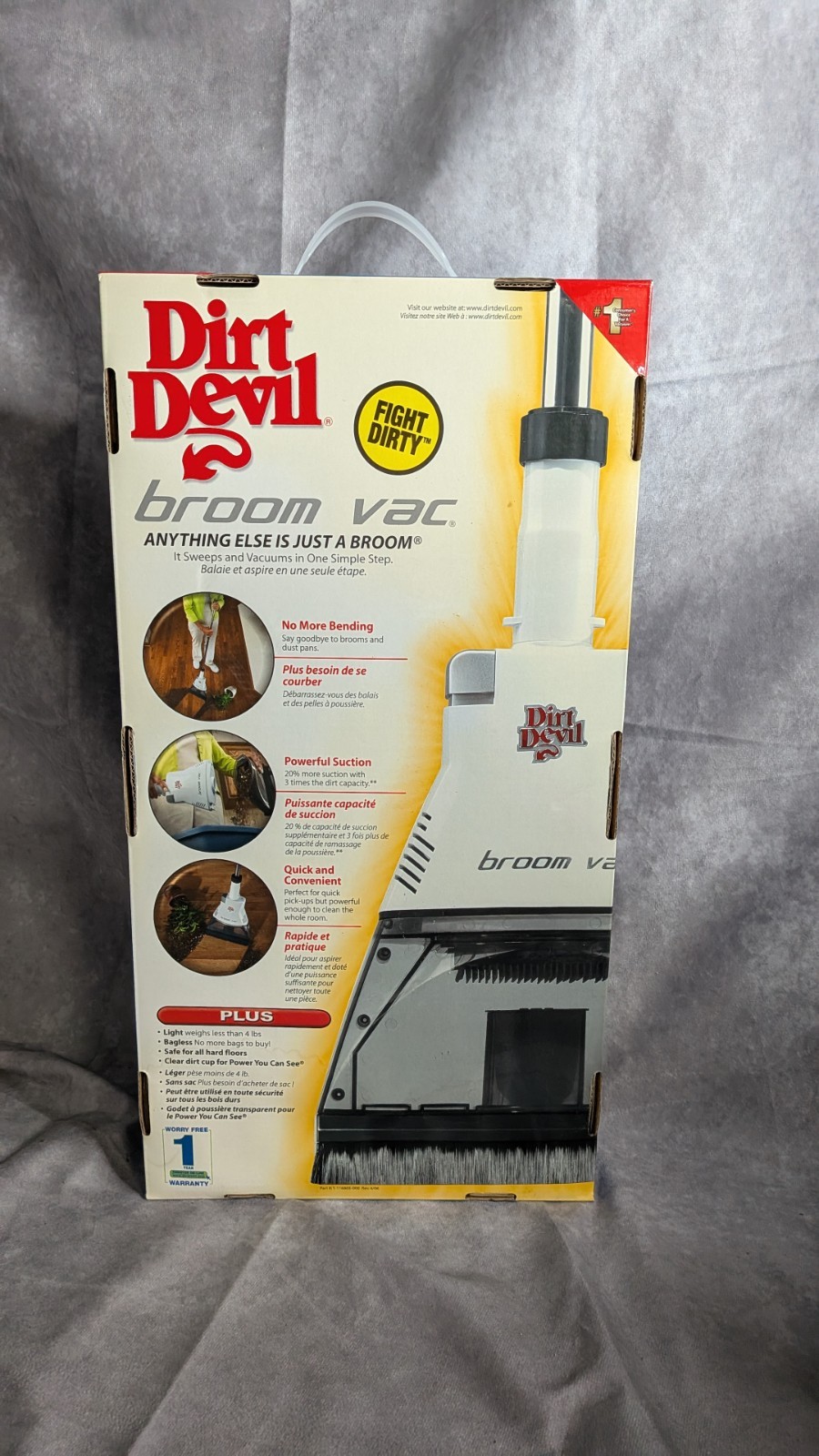 Dirt Devil Broom Vac BV2030SLV Cordless Rechargeable Bagless Vacuum – Silver NEW