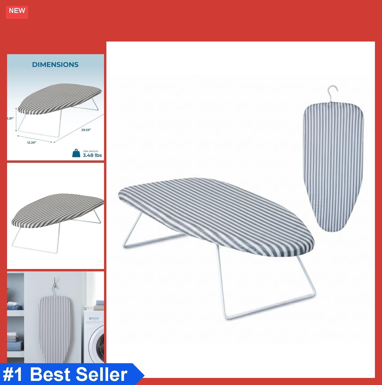 Tabletop Ironing Board 30 Inch Steel Frame Cotton Cover Foldable Space Saving