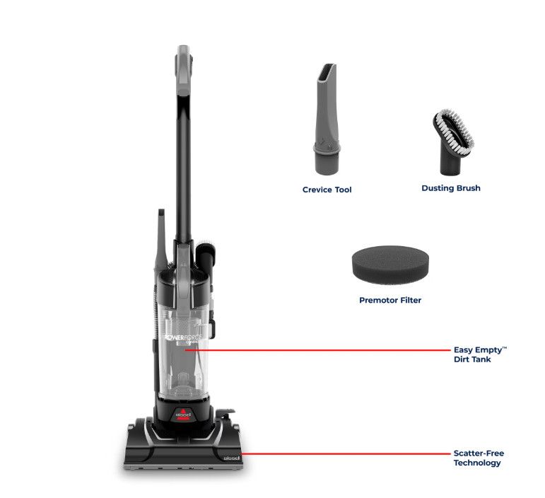 BISSELL PowerForce Compact Upright Vacuum Bagless Lightweight 4362 Gray Black