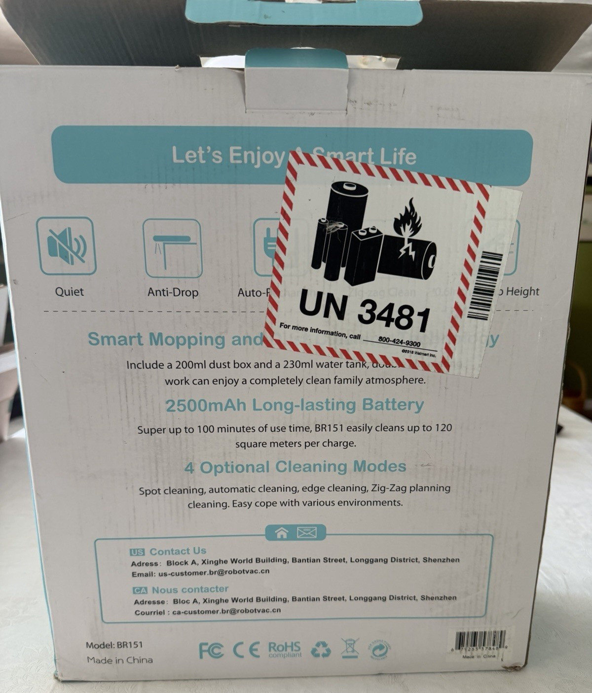 MAMNV BR151 Robotic Vacuum Cleaner Black Wi-Fi Smart Mopping Alexa 2500mAh 230ml