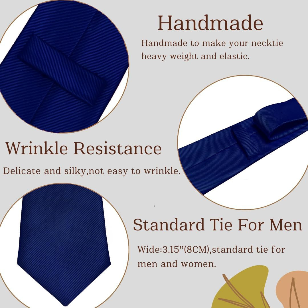 Men’S Ties Classic Solid Pure Color 3.15″ (8CM) Mens Necktie, Premium Formal Bla