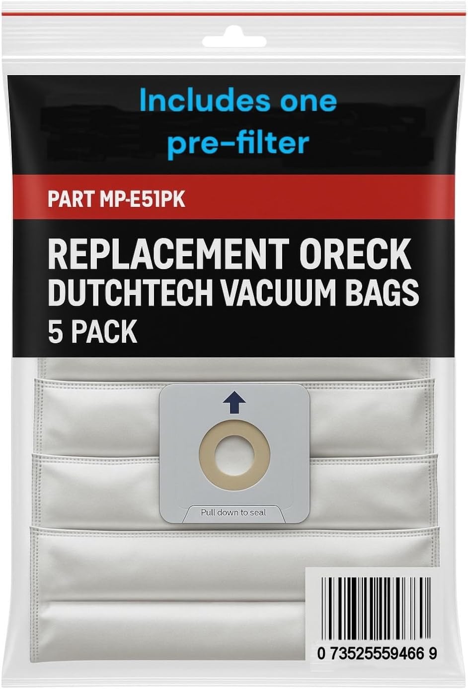 ET511PK Replacement Vacuum Bags Compatible with Oreck Dutchtech 1100 1200 1300