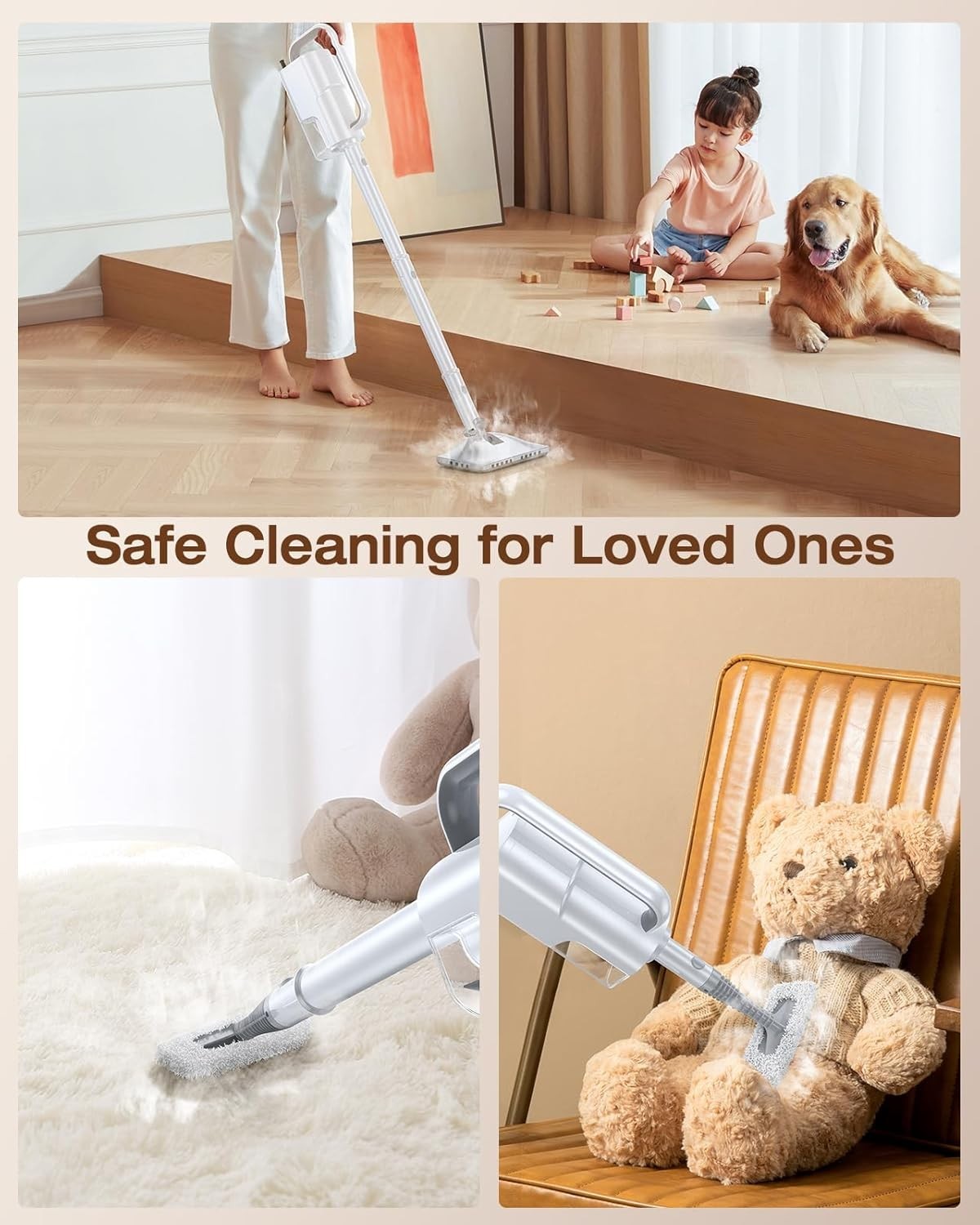 10-in-1 Steam Mop & Handheld Cleaner, 350ml Tank, 10s Heat-Up for Quick Cleaning