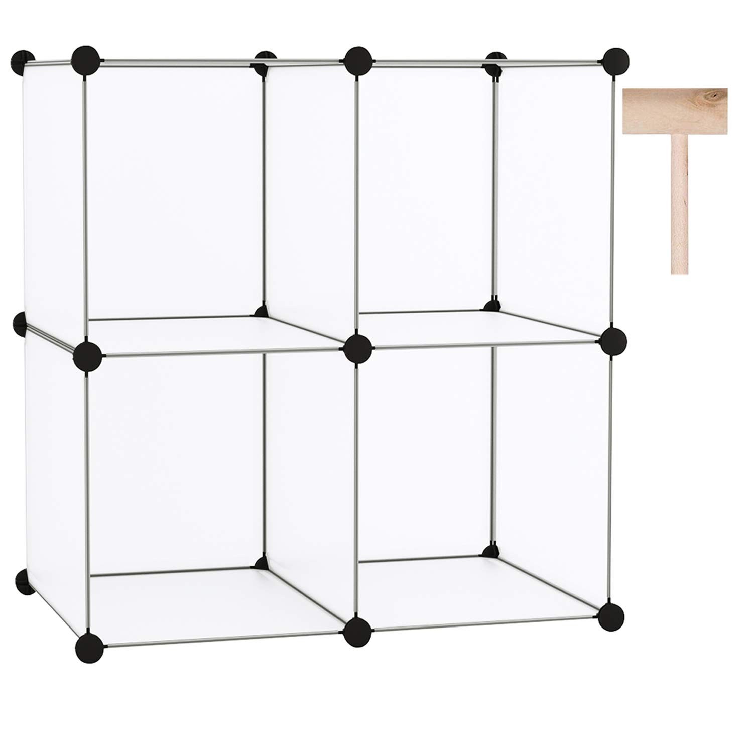 Plastic Cube Storage Organizer, 4-Cube Shelves Units, White