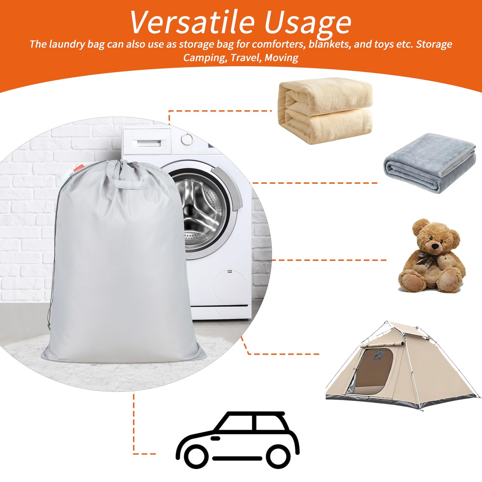 Extra Heavy Duty Large Laundry Bag with Sturdy Handles and Drawstring Closure, 2