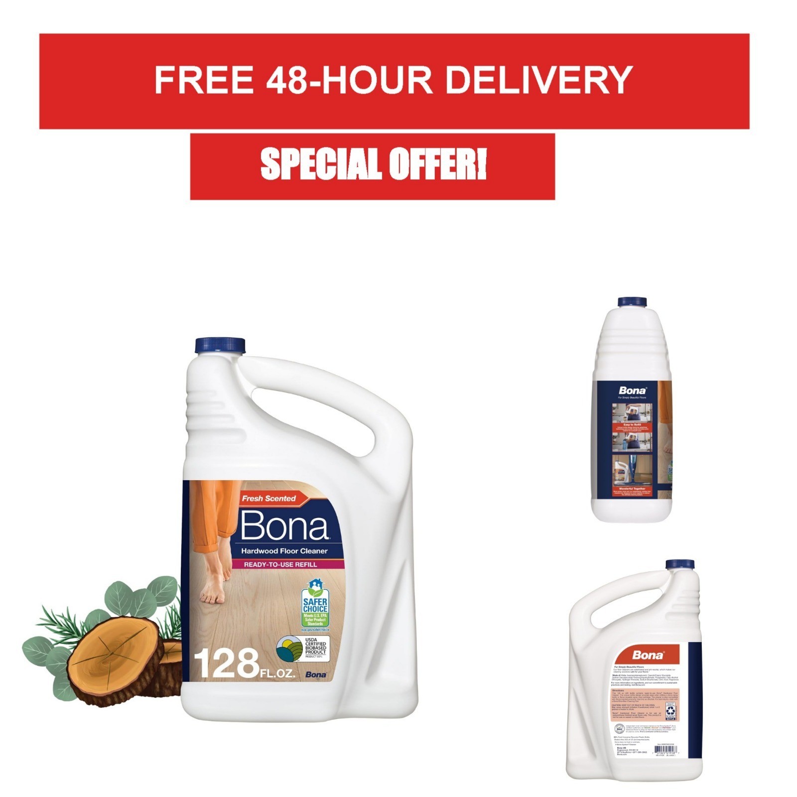 Bona Hardwood Floor Cleaner Refill 128 fl oz – Cedar Wood Scent