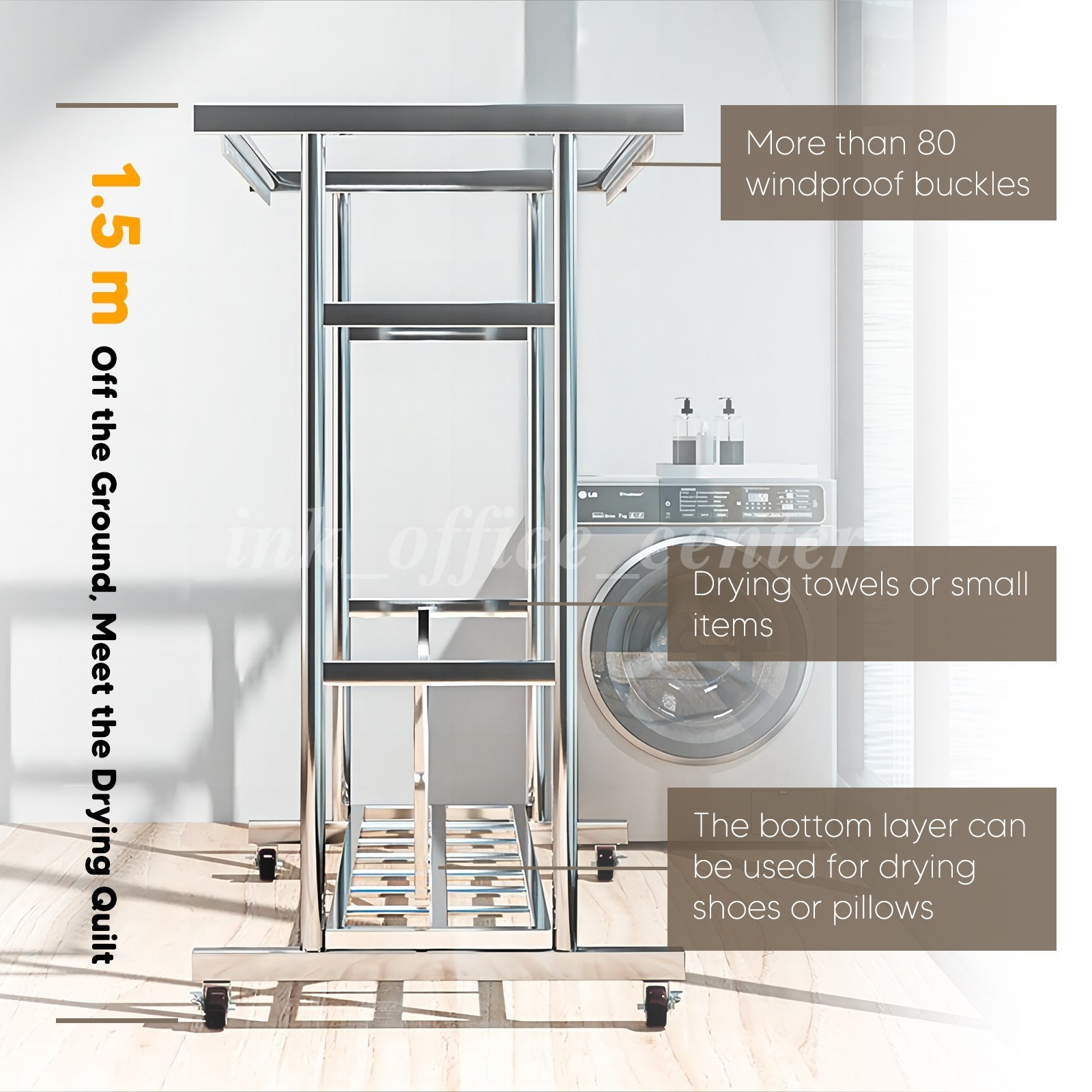 1000LBS Rolling Commercial Clothing Garment Racks Double Rail Garden Adjustable
