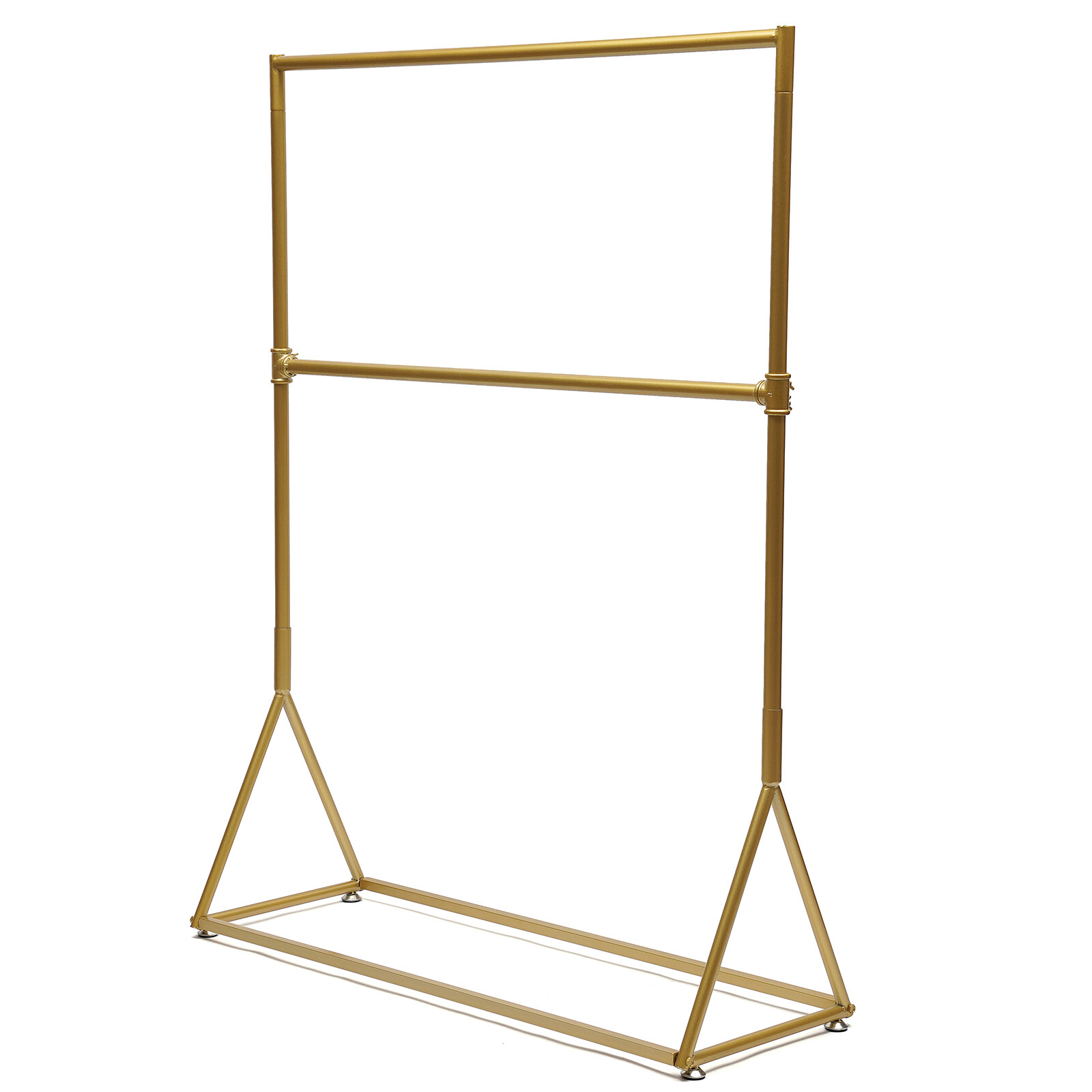 2 Tiers Freestanding Metal Clothes Rack Iron Retro Golden Portable Garment Shelf