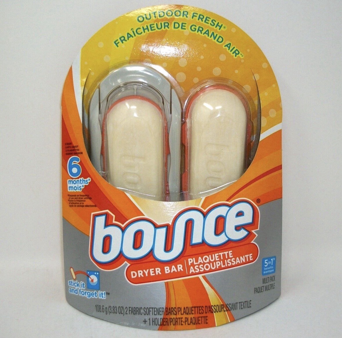 Bounce Outdoor Fresh Dryer Bar Kit 2 Bars One Holder 6 Months Total