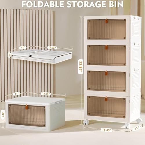 YFXCVSL 4 Tier Plastic Storage Bins with Lid 23QT, Stackable Storage Bins |