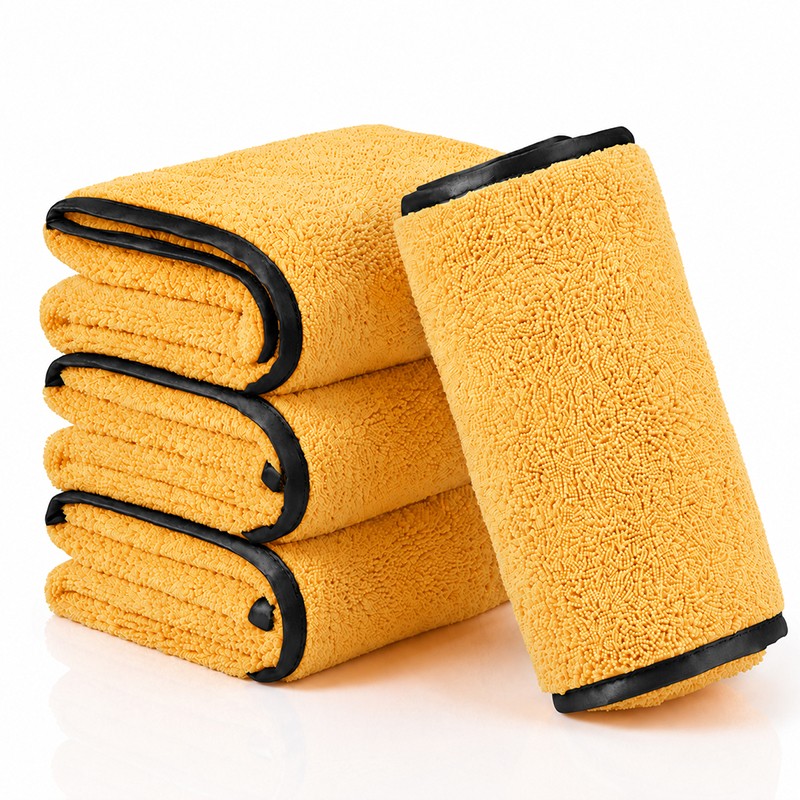 CarCarez 4 Pack Microfiber Car Detailing Polishing Towels 16″x24″ 380 GSM Gold