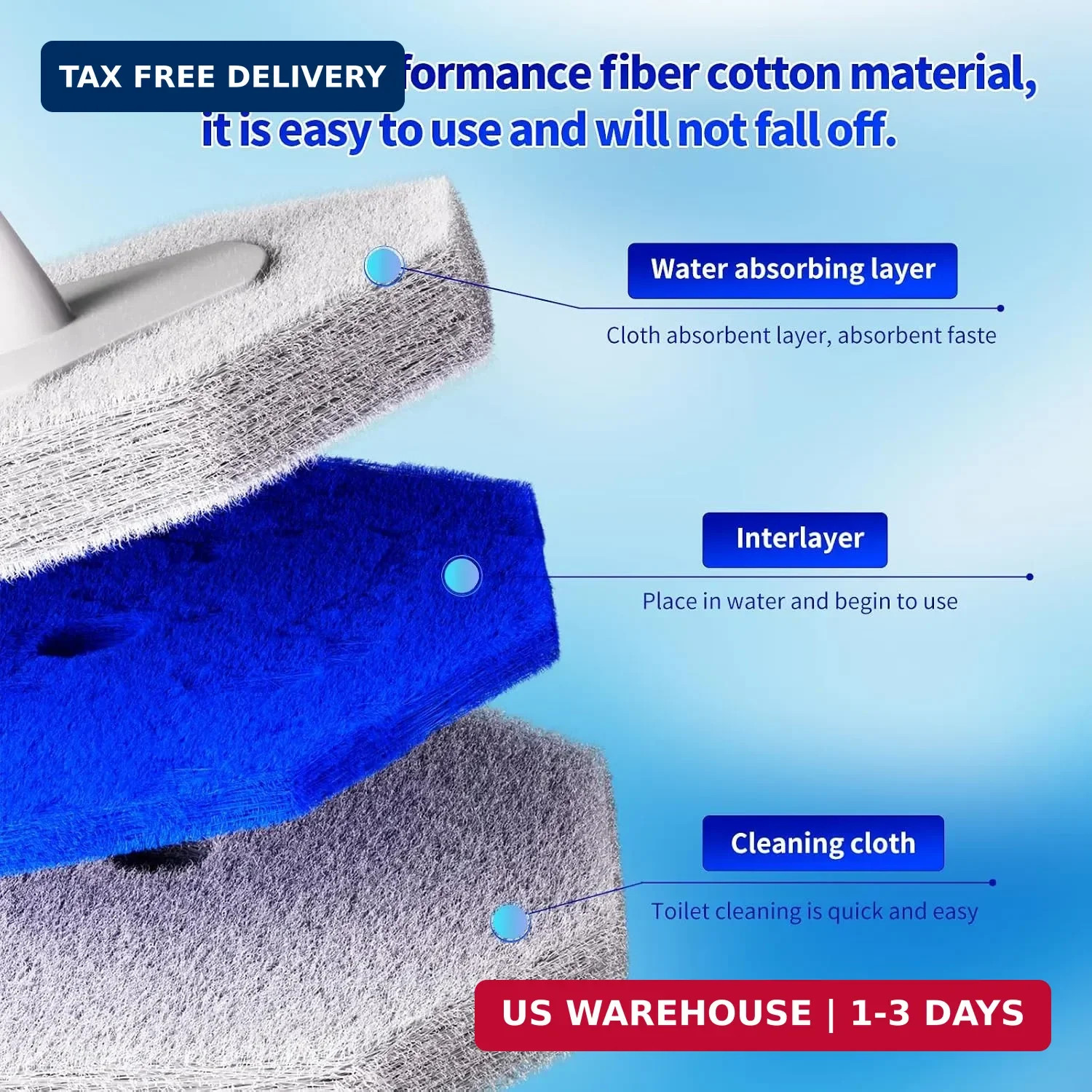 60PCS Disposable Toilet Brush Refills High-density Cleaner Wands for Clorox