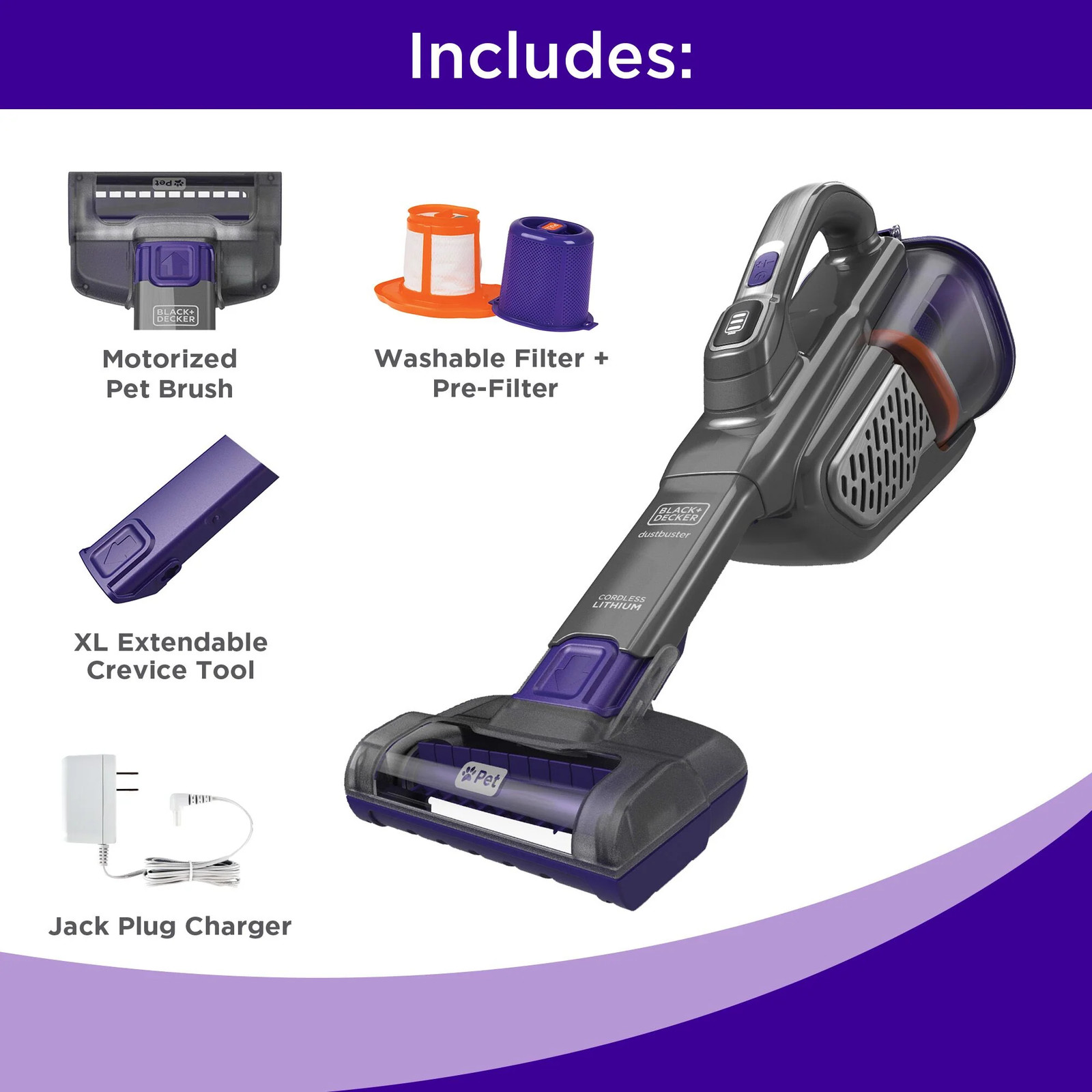 BLACK+DECKER Dustbuster(R) Advancedclean+(TM) Pet Hand Vacuum – HHVK515JP07