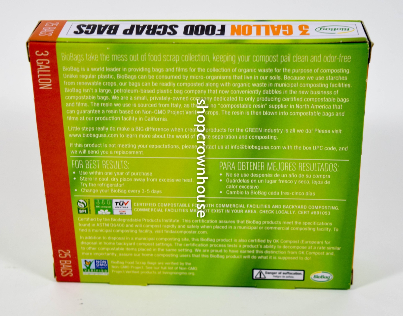 2 BioBag Small 3 Gallon Food Scrap 25 Bags Compostable Made with GMO Food Crops