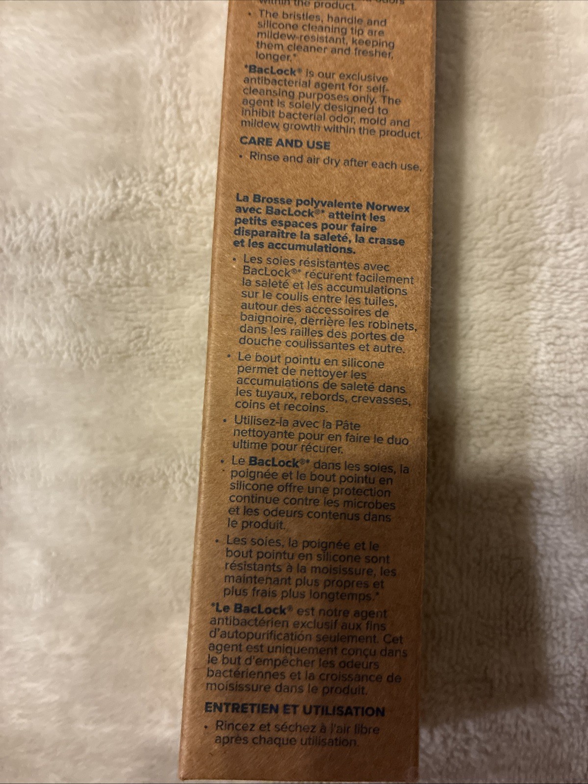 Norwex Utility Brush with BacLock Grey White Grout and Crevice Cleaning Tool NEW