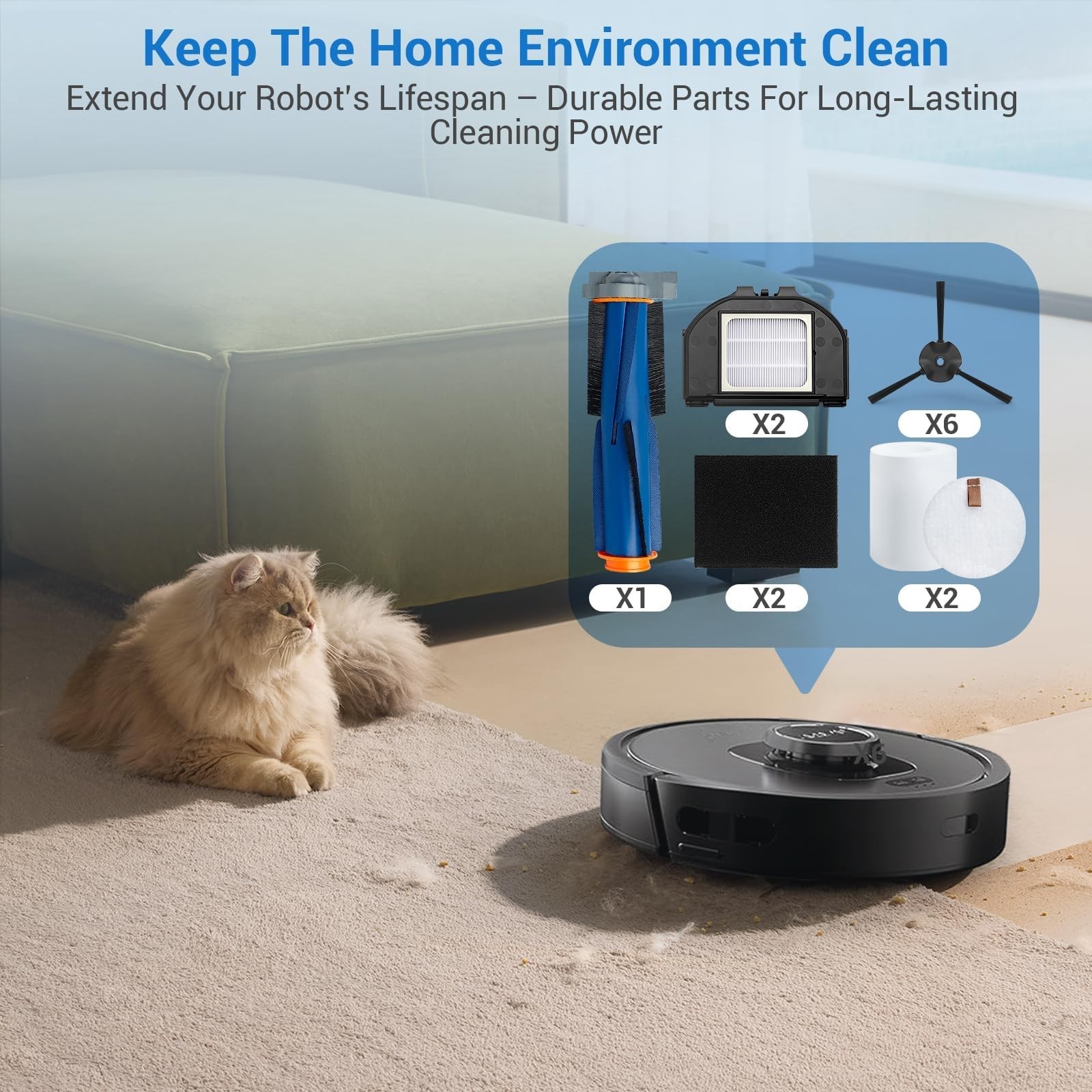 Robot Vacuum Replacement Parts – Brush Roller, HEPA Filters, Foam & Side Brushes