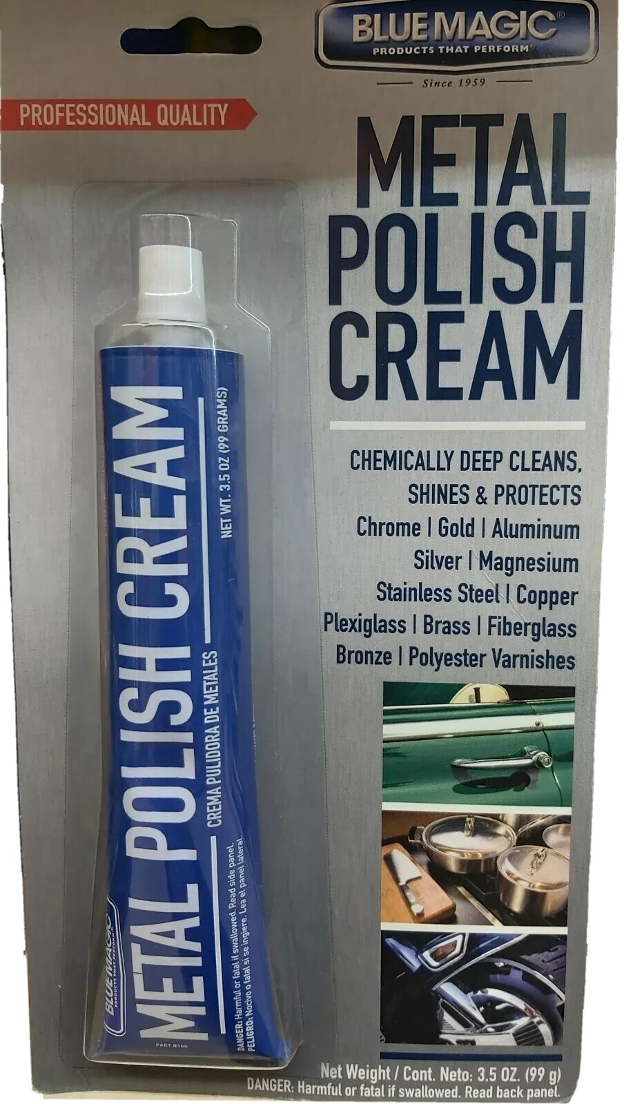 BLUE MAGIC METAL, GOLD, SILVER, STERLING POLISH CREAM (3.5oz Tube)