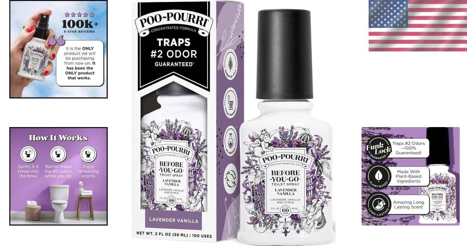 Lavender Vanilla Toilet Spray by Poo~Pourri – Eco-Friendly Odor Control 2 Fl Oz