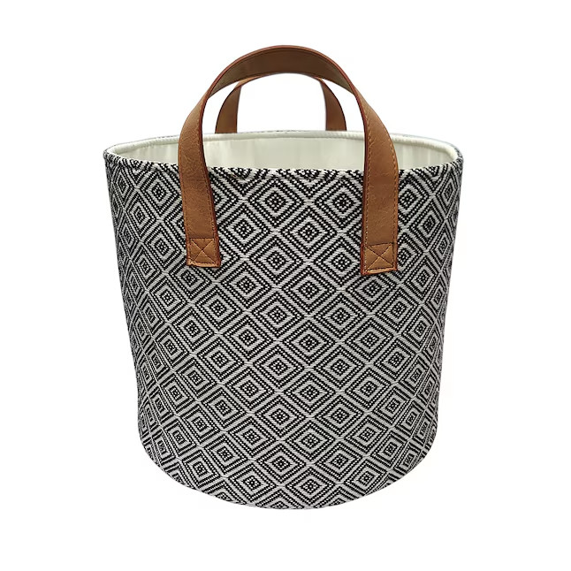 allen + roth Fabric Medium Black and white Fabric Collapsible Bin