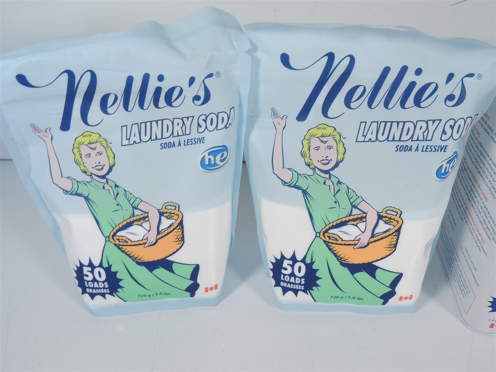 Nellie’s Laundry Soda Lot 100 Loads Tin 3.3 lbs & 2 Bags 50 Loads 1.6 lbs New
