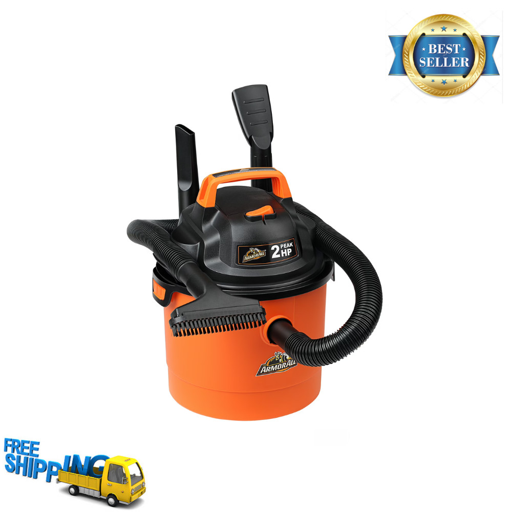 Armor All 2.5 Gal 2 Peak HP Wet Dry Shop Vacuum, Portable Auto Car Detail Vacuum