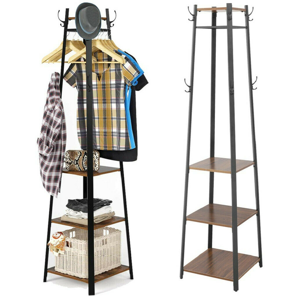 Industrial Metal Coat Garment Rack Stand Entryway Hall Tree Hanger Clothes Rails