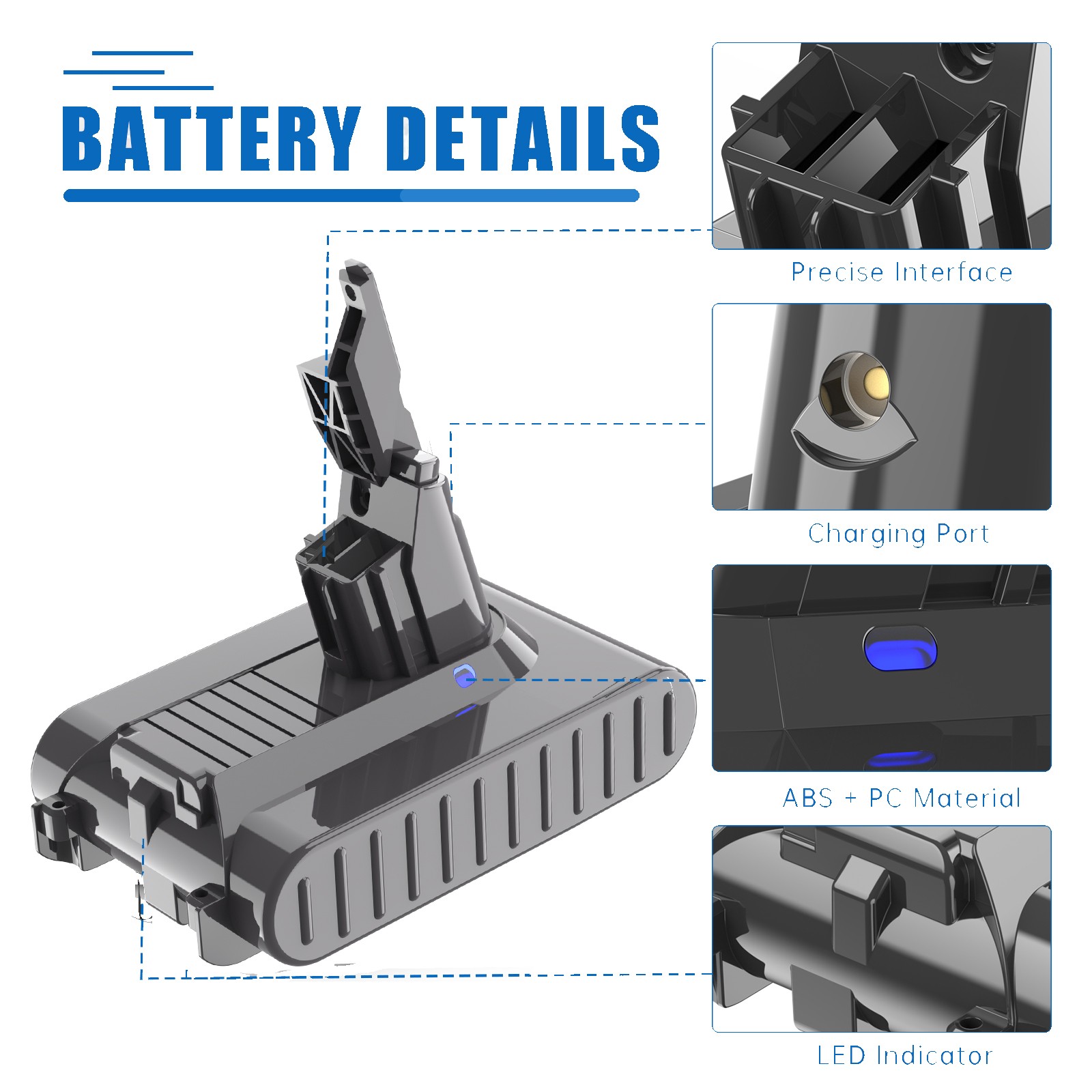 21.6V 9500mAh Replacement Battery for Dyson V7 SV11 Animal V7 Extra V7 Trigger