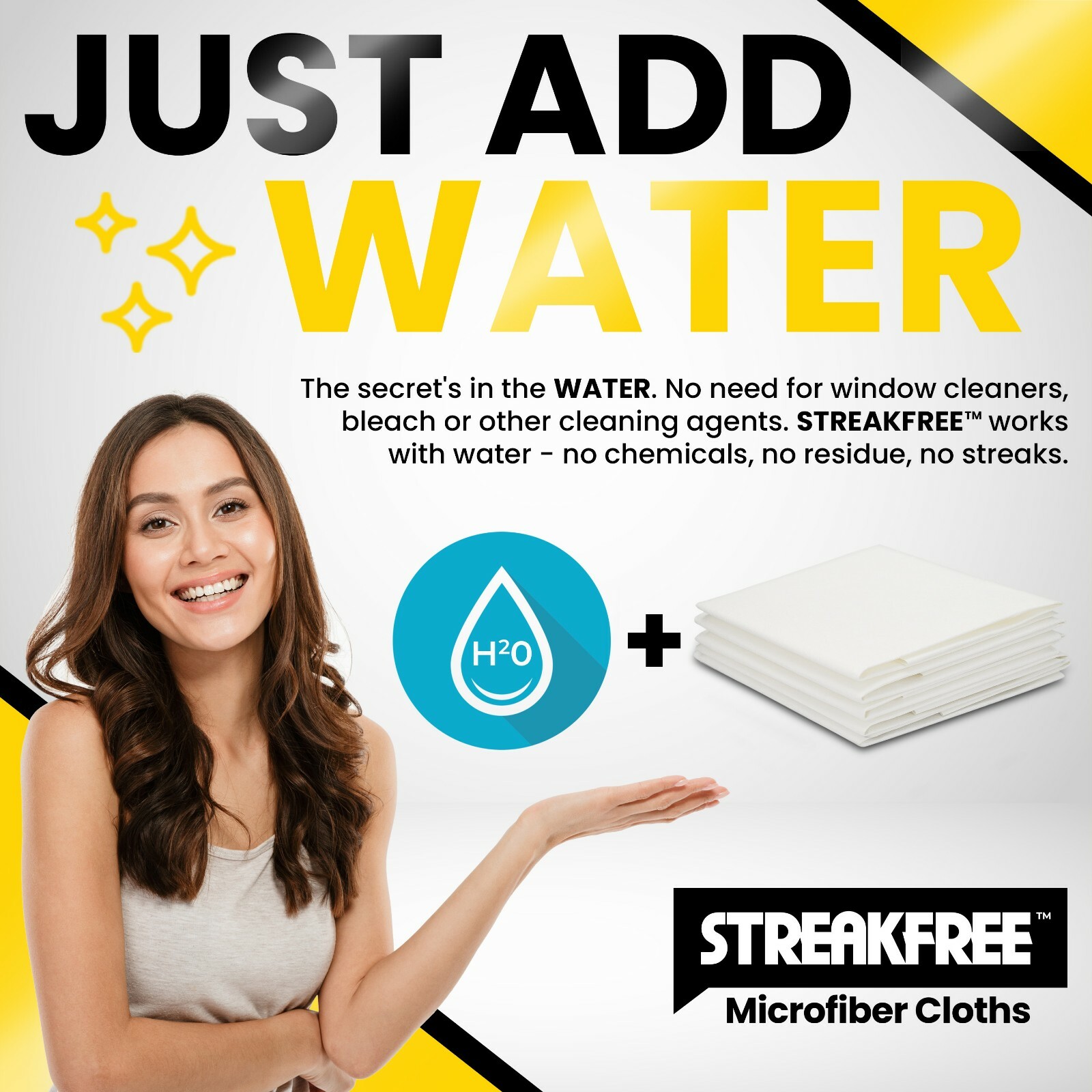 500 White STREAKFREE™ Microfiber Glass and Mirror Cleaning Cloths 16 x 16 inches
