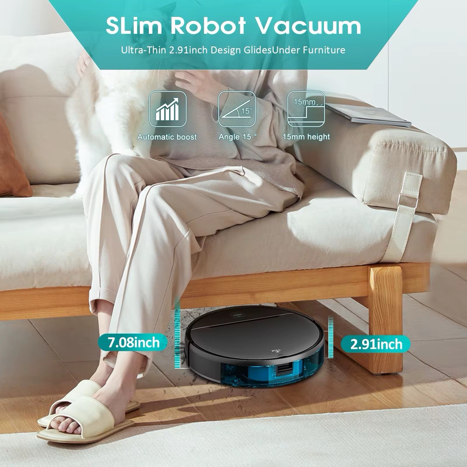 Automatic Robot Vacuum Cleaner 3000Pa App Control Wet Dry Mop-Eco Friendly