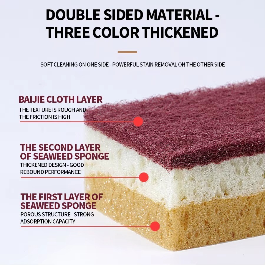 10pcs High Density Sponge Cleaning Cloth: Non-Greasy Dishwashing & Kitchen Tool