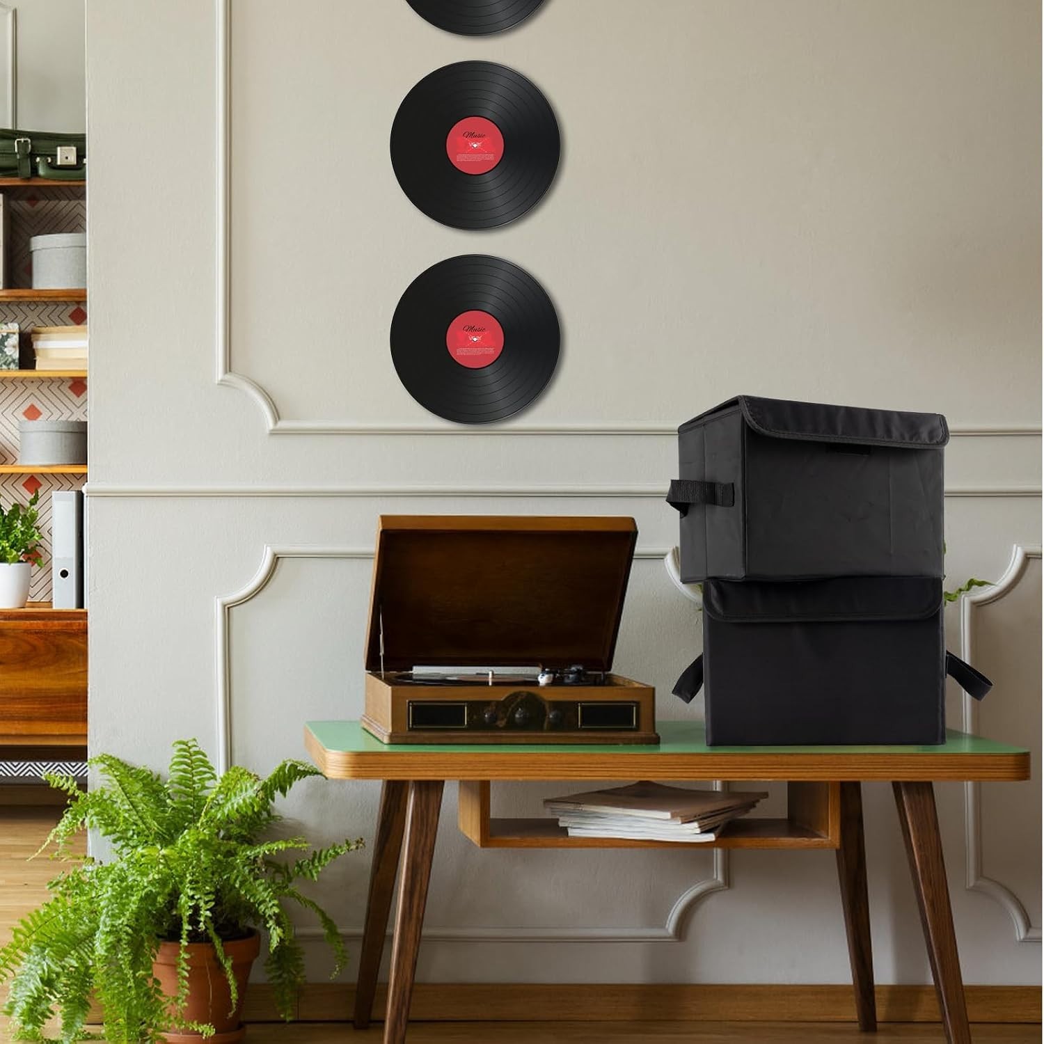 7-Inch Vinyl Record Organizer – Durable Nylon Storage Box with Protective Lid