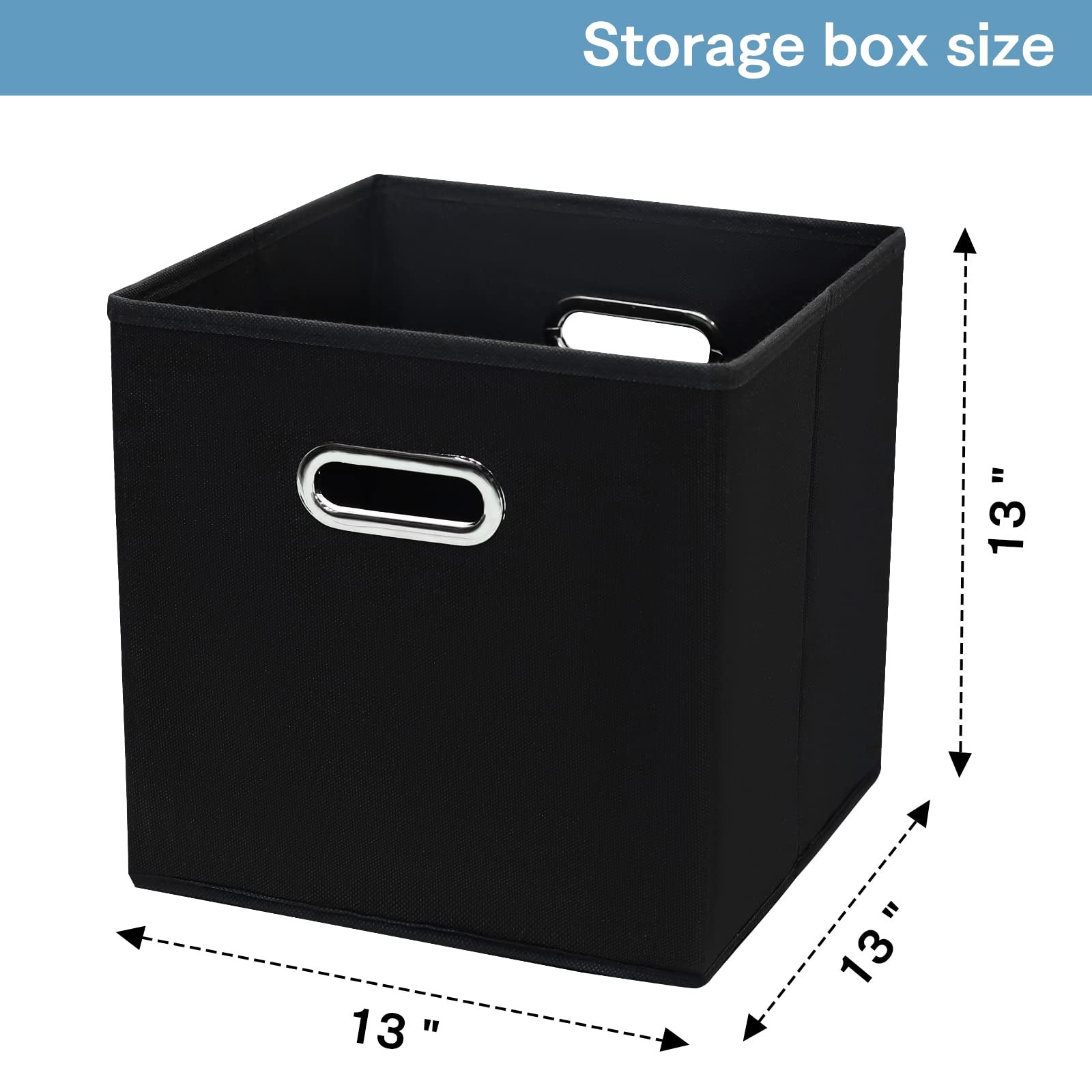 Yunkeeper Black Fabric Cubby Storage Bins，13x13x13 Inches ，Cube 3 Pack,